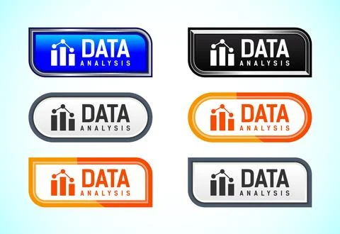 Data analysis button design illustration. Market research, analytic icon. S.. Stock Illustration