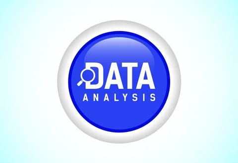 Data analysis button design illustration. Market research, analytic icon. S.. Stock Illustration