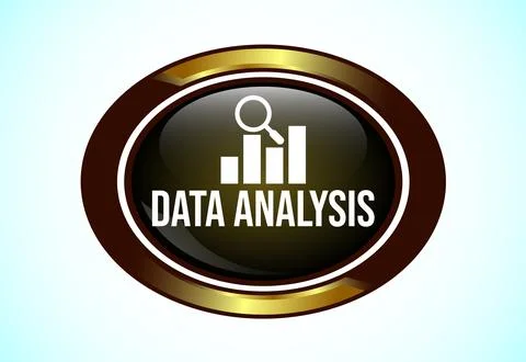 Data analysis button design illustration. Market research, analytic icon. S.. Stock Illustration