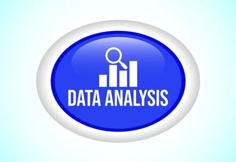 Data analysis button design illustration. Market research, analytic icon. S.. Stock Illustration