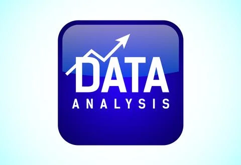 Data analysis button design illustration. Market research, analytic icon. S.. Stock Illustration
