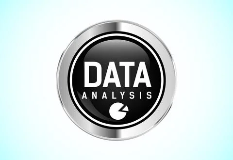 Data analysis button design illustration. Market research, analytic icon. S.. Stock Illustration