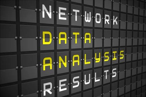 Data analysis buzzwords on black mechanical board Stock Illustration
