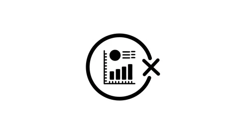 Data analysis cancelled symbol with chart and cross, no information or prog.. Stock Footage 346497201