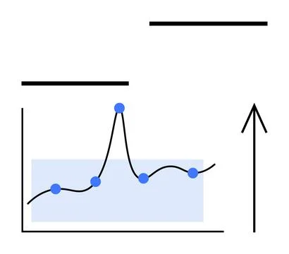Data Analysis Chart with Blue Data Points and Rising Arrow Indicating Growth Stock Illustration