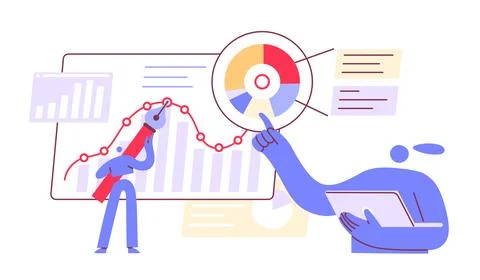 Data analysis chart online marketing financial report 스톡 일러스트