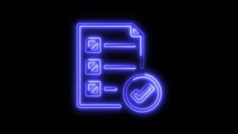 Data Analysis Check Outline Icon in HD Video Neon Animation Stock Footage 304553968