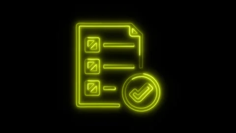 Data Analysis Check Outline Icon in HD Video Neon Animation Stock Footage 304553972