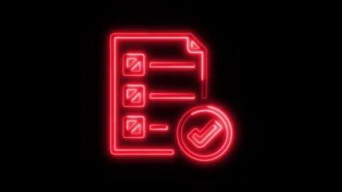 Data Analysis Check Outline Icon in HD Video Neon Animation Stock Footage 304553975