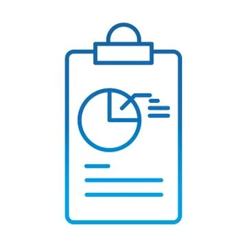 Data analysis, clipboard diagram report marketing, gradient blue line icon Stock Illustration