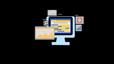 Data Analysis Computer Animated, Animation of a computer screen with data a.. 库存影片 315001018