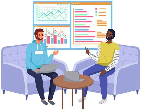 Data analysis concept. Analytics team monitoring investment result. Finance Stock Illustration