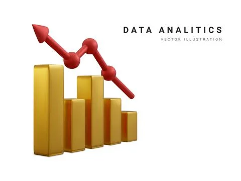 Data analysis concept banner. Growing bars graphic with rising arrow. Digital Stock-Illustration