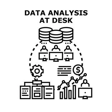 Data analysis concept with business intelligence workflow Stock Illustration