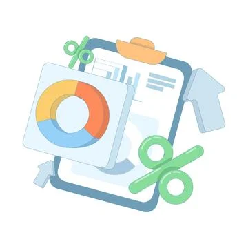Data analysis concept. business planning. pie chart with percentage. Stock Illustration