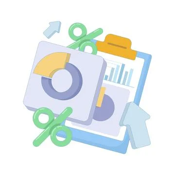 Data analysis concept. business planning. pie chart with percentage. Stock Illustration