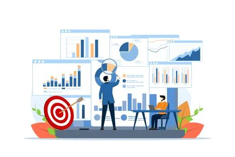 Data analysis concept with business team Stock Illustration