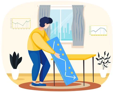 Data analysis concept with businessman holding board with ascending arrow graph Stock Illustration