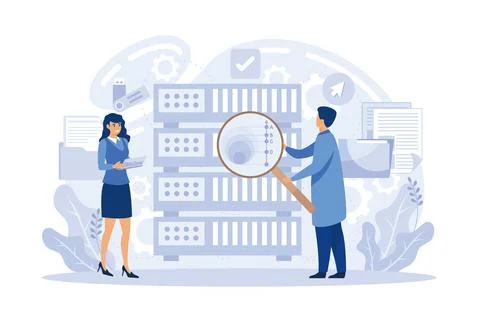 Data analysis concept with characters. Can use for web banner, infographics.. Stockillustratie