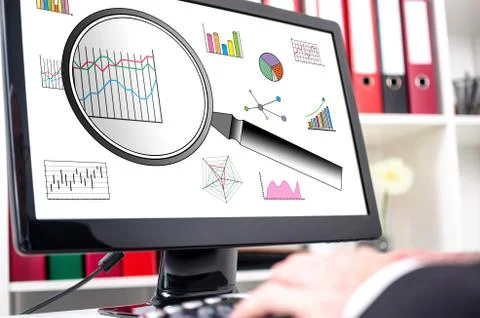 Data analysis concept on a computer screen Foto stock