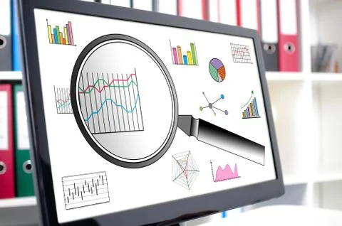 Data analysis concept on a computer screen Foto stock