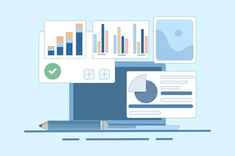 Data Analysis Concept, Creating New Ideas. Business Analysis. Data analysis. Stock Illustration