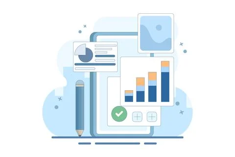 Data Analysis Concept, Creating New Ideas. Business Analysis. Data analysis. Stock Illustration
