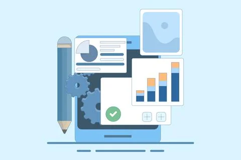 Data Analysis Concept, Creating New Ideas. Business Analysis. Data analysis. Stock Illustration