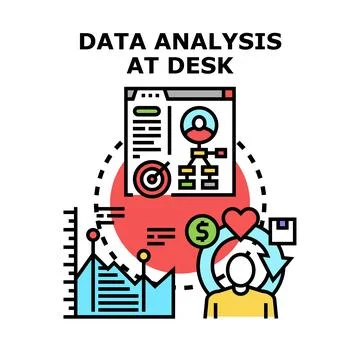 Data analysis concept evaluating financial business strategy Stock Illustration