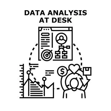 Data analysis concept evaluating financial business strategy Illustrazione stock