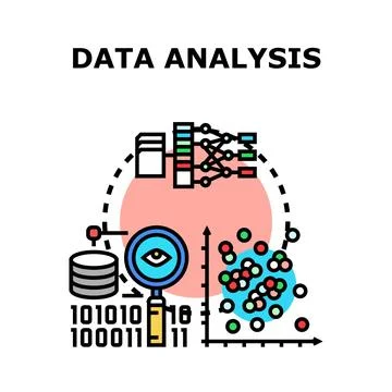 Data analysis concept exploring digital information management and insights Stock Illustration