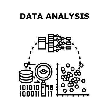 Data analysis concept exploring digital information management and insights Stock Illustration