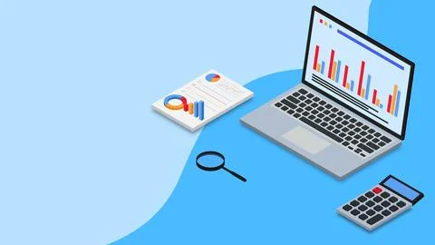 Data analysis concept. Financial report, business investment Stock Illustration