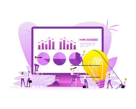 Data analysis concept people. 3d vector icon. Financial audit. Chart concept 스톡 일러스트