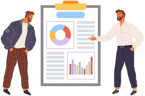 Data analysis concept. People analyzing growth charts. Analytics team monitoring Stock Illustration