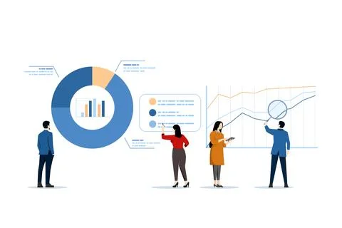 Data analysis concept, statistics for analysis, business graph dashboard. Ilustración de archivo