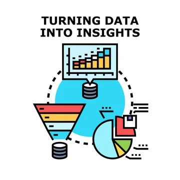 Data analysis concept transforming information into insights Illustrazione stock