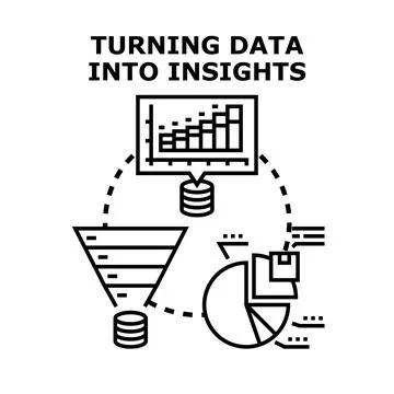 Data analysis concept transforming information into insights Stock Illustration