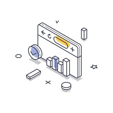 Data analysis concepts with a chart and various graphical elements. The desig Stock Illustration