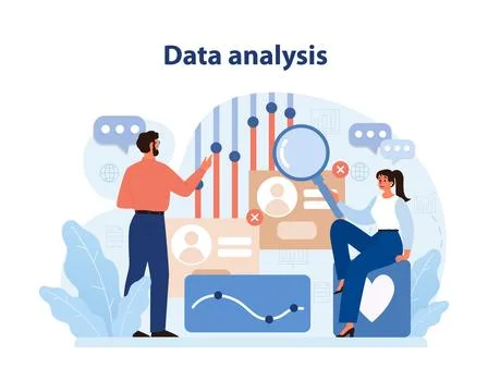 Data Analysis in Consumer Engagement. Professionals use data analytics to gain. Stock Illustration