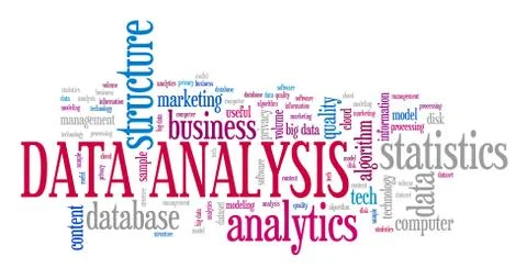 Data analysis - content analytics technology concept. Word cloud. 스톡 일러스트