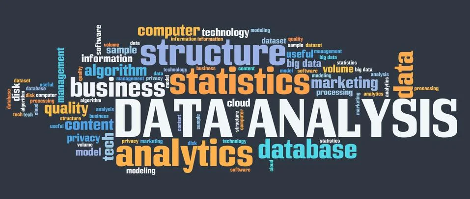 Data analysis - content analytics technology concept. Word cloud. Stock Illustration