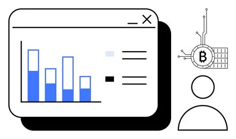 Data Analysis with Cryptocurrency Symbol and User Representation Stock Illustration