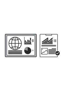 Data Analysis Dashboard and Financial Report 스톡 일러스트