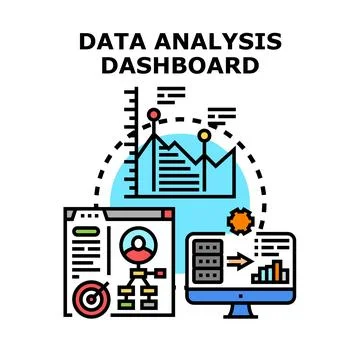 Data analysis dashboard displaying business information Illustrazione stock