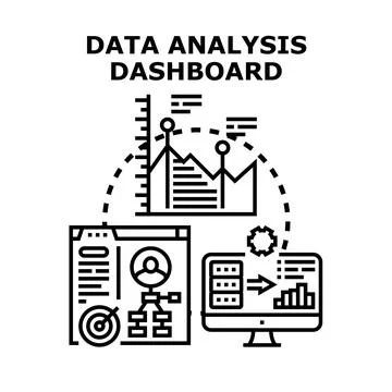Data analysis dashboard displaying business information Stock Illustration