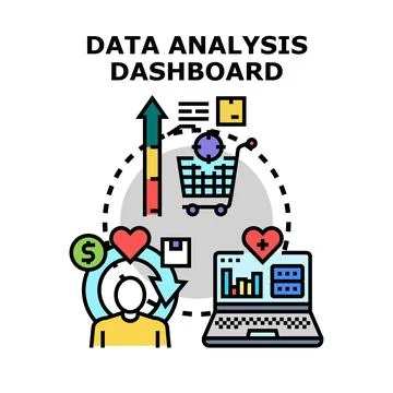 Data analysis dashboard displaying sales and customer metrics Stock Illustration