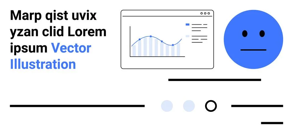 Data Analysis Dashboard with Graph and Face Icon for Web Analytics 스톡 일러스트