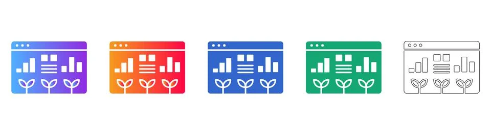 Data Analysis Dashboard Icon Set with Growth Elements 스톡 일러스트