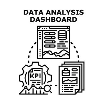 Data analysis dashboard illustrating business intelligence and reporting Stock Illustration
